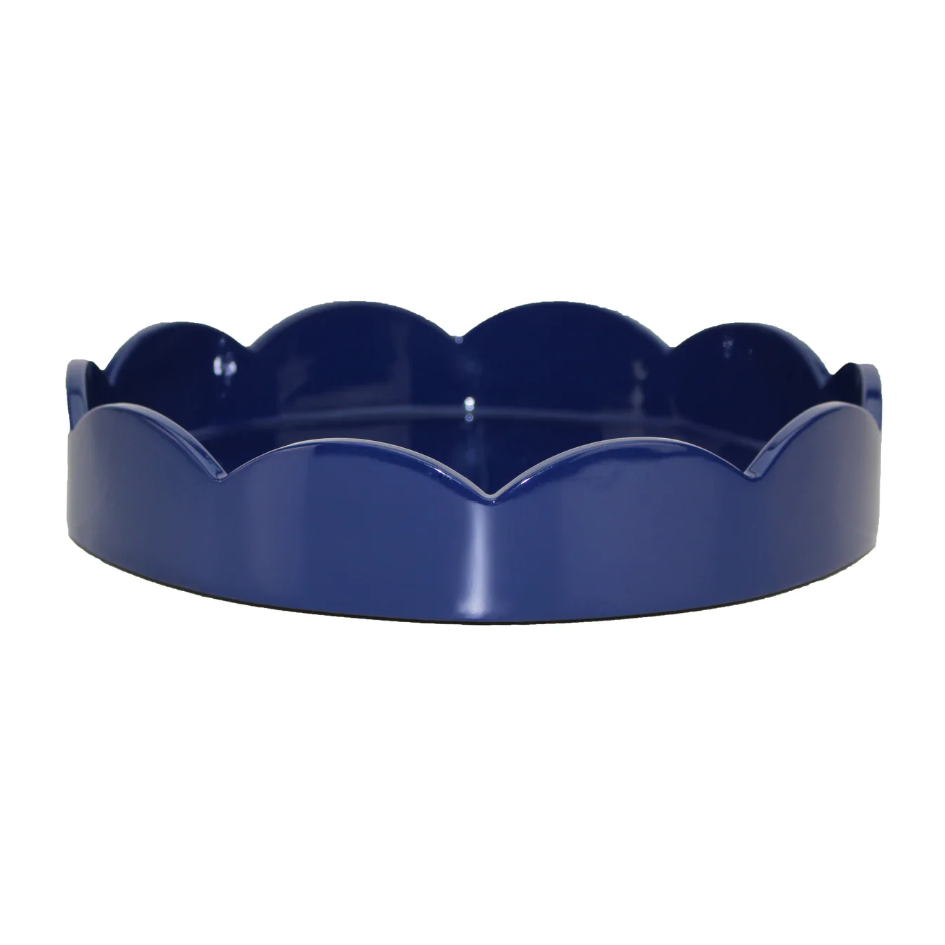 Addison Ross 8.5*8.5 Round Navy Scallop Lacquered Tray