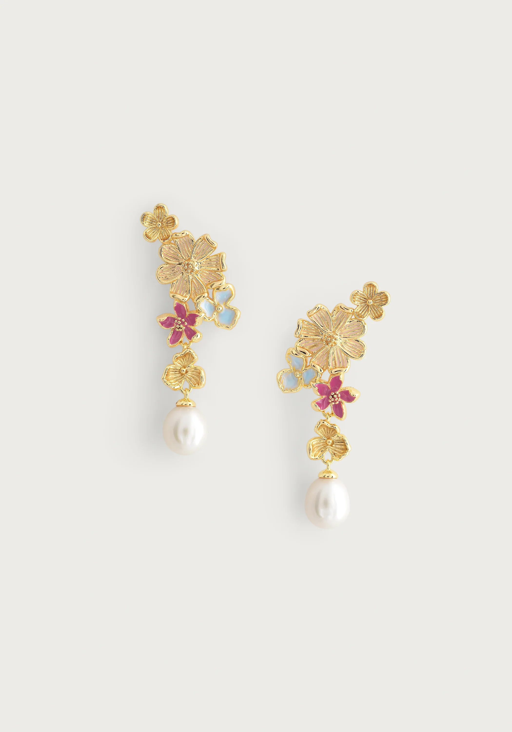 Anabel Aram Wildflowers Pearl Drop Earrings - Image 2