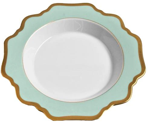 Anna Weatherley Anna's Palette Aqua Green Rim Soup