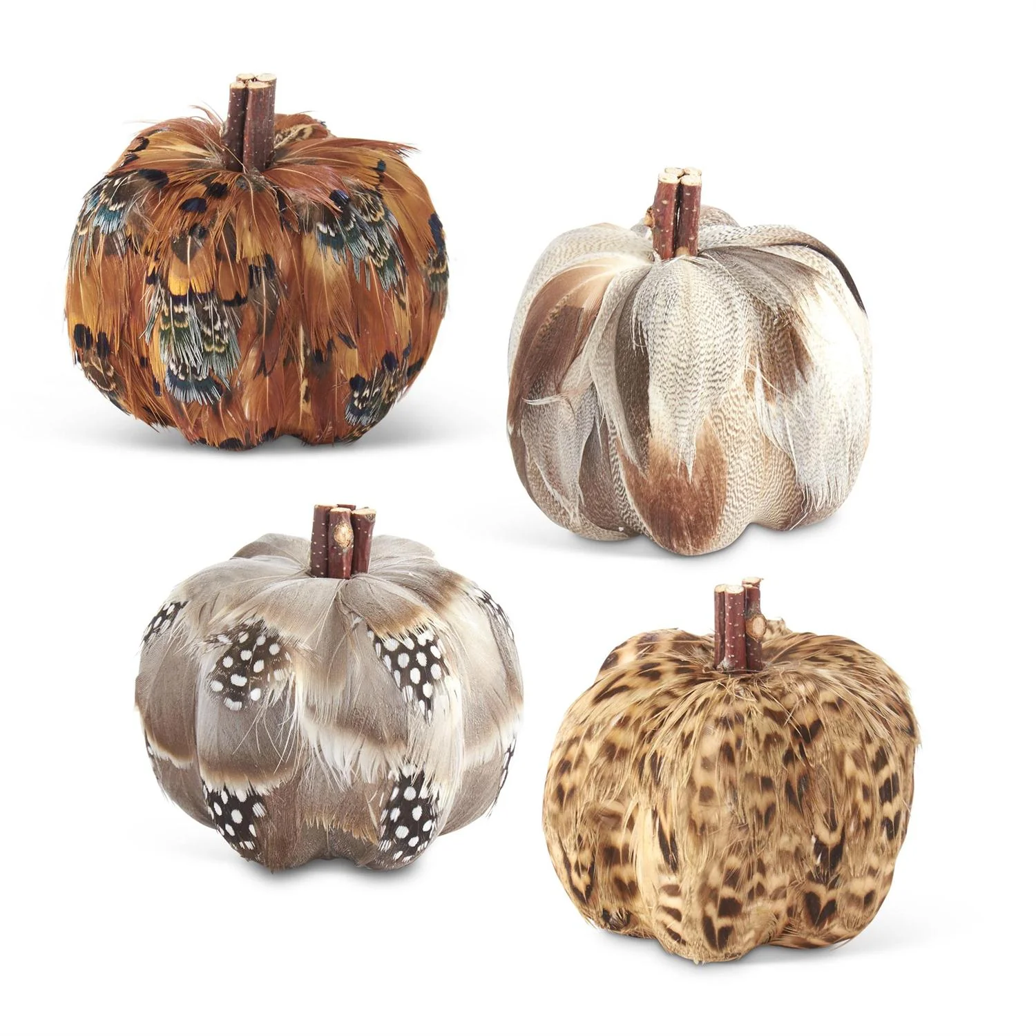 Assorted 3.5" Feathered Pumpkins