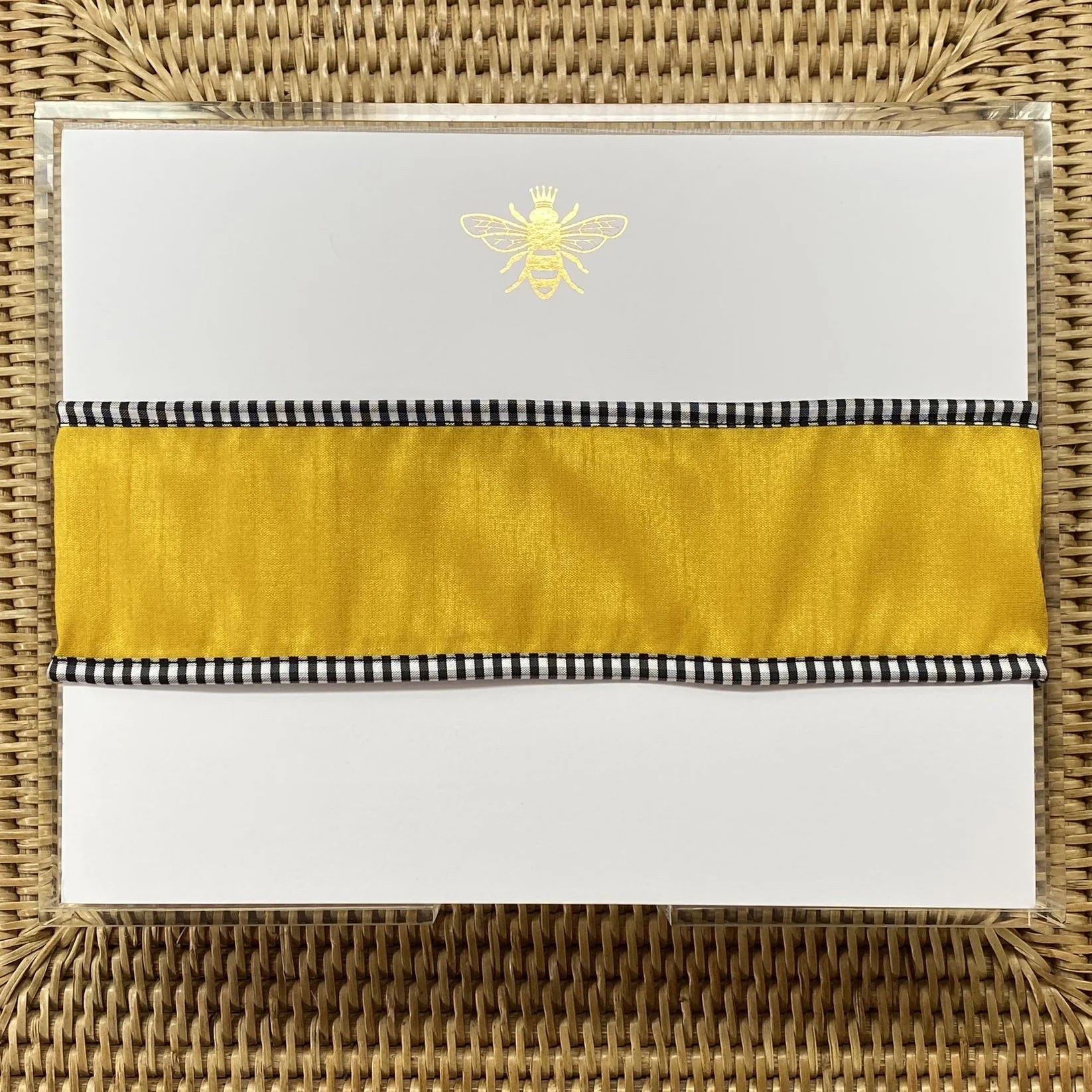 Black Ink Large Gold Foil Bee Notepad