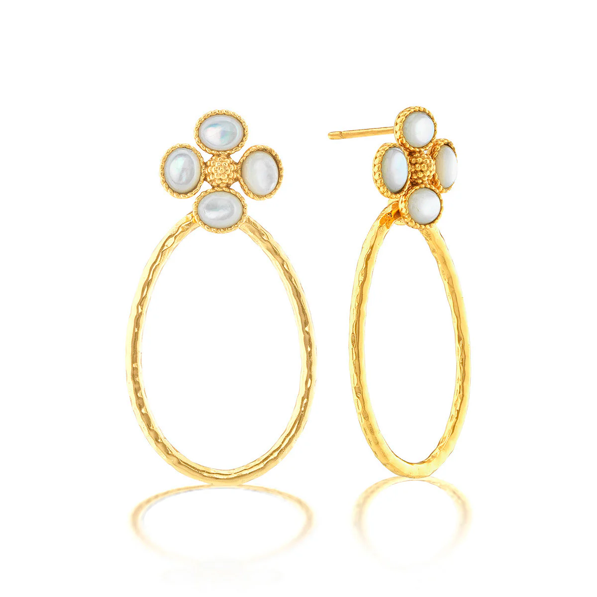 Capucine De Wulf Berry Clover MOP Teardrop Earrings