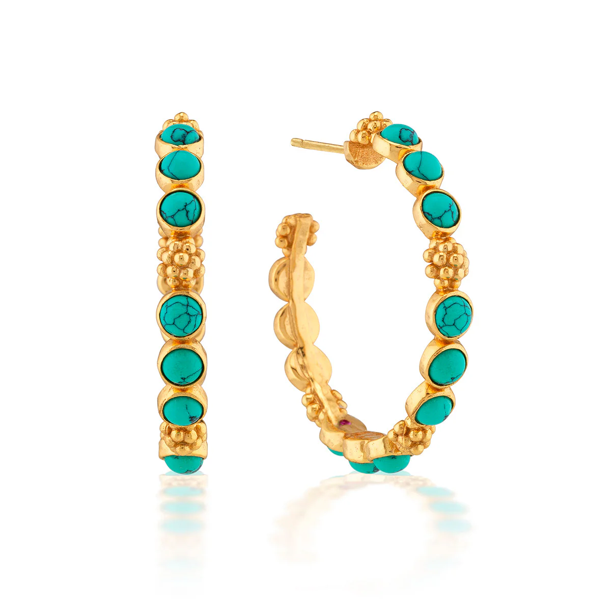Capucine De Wulf Berry Gem Turquoise Medium Hoop Earrings