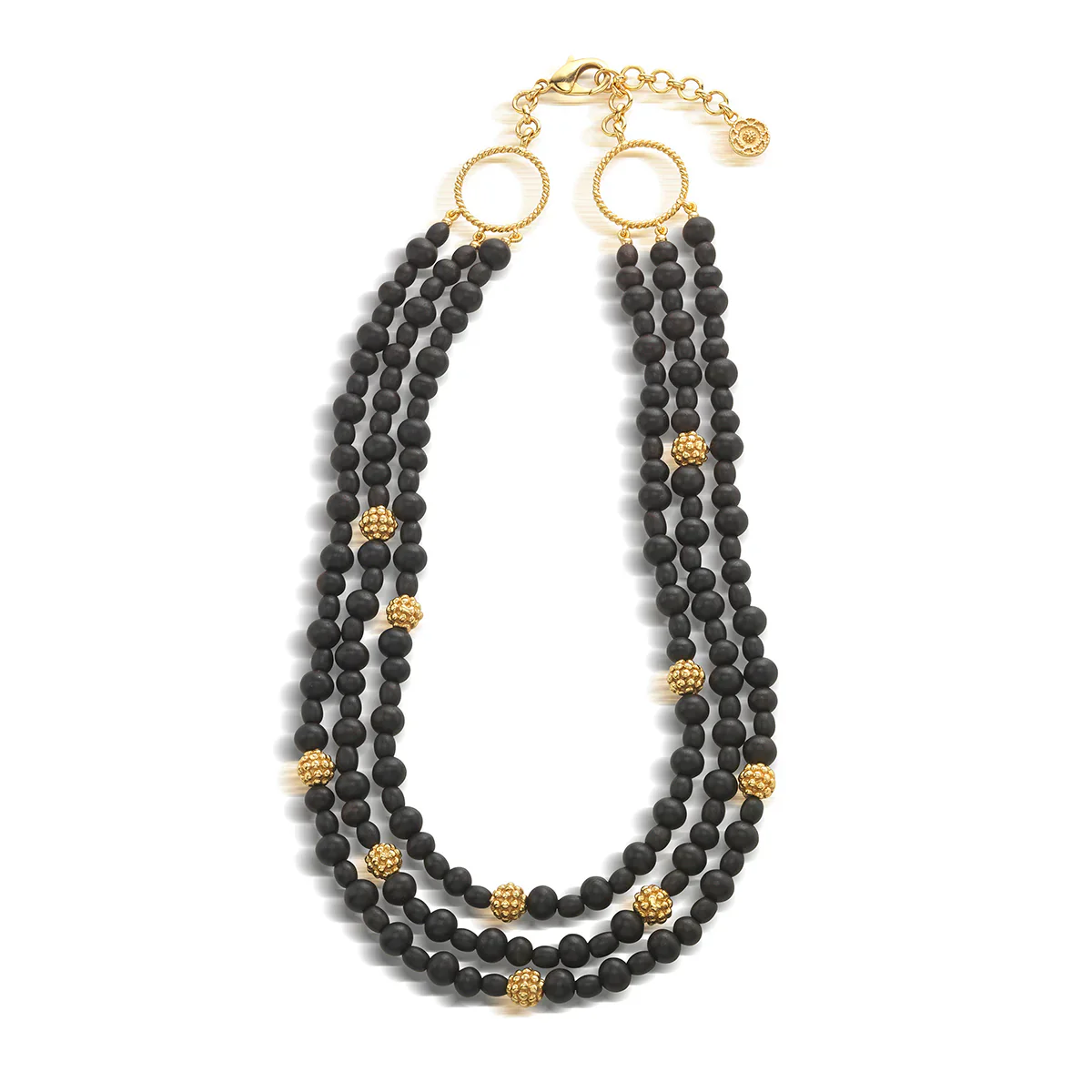 Capucine De Wulf Ebony Earth Godess Three Strand Berry Necklace