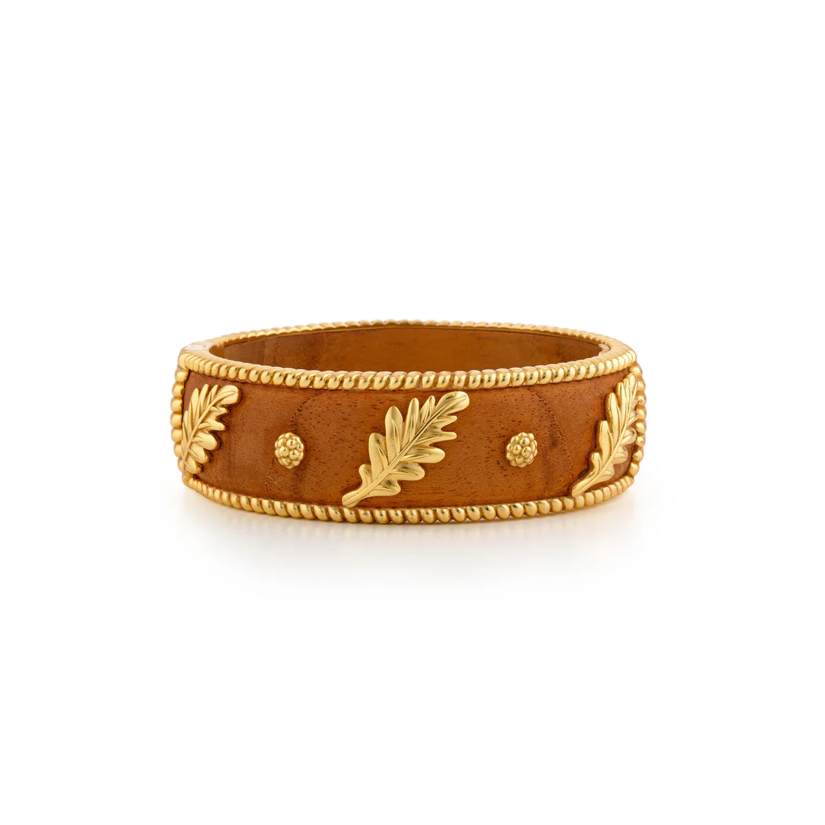 Capucine De Wulf Forest Walk Oak Leaf Teak Hinged Bangle