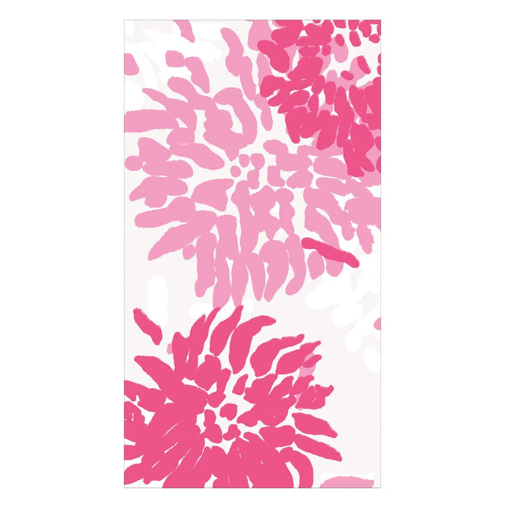 Caspari Chrysanthemum Raspberry Guest Towel