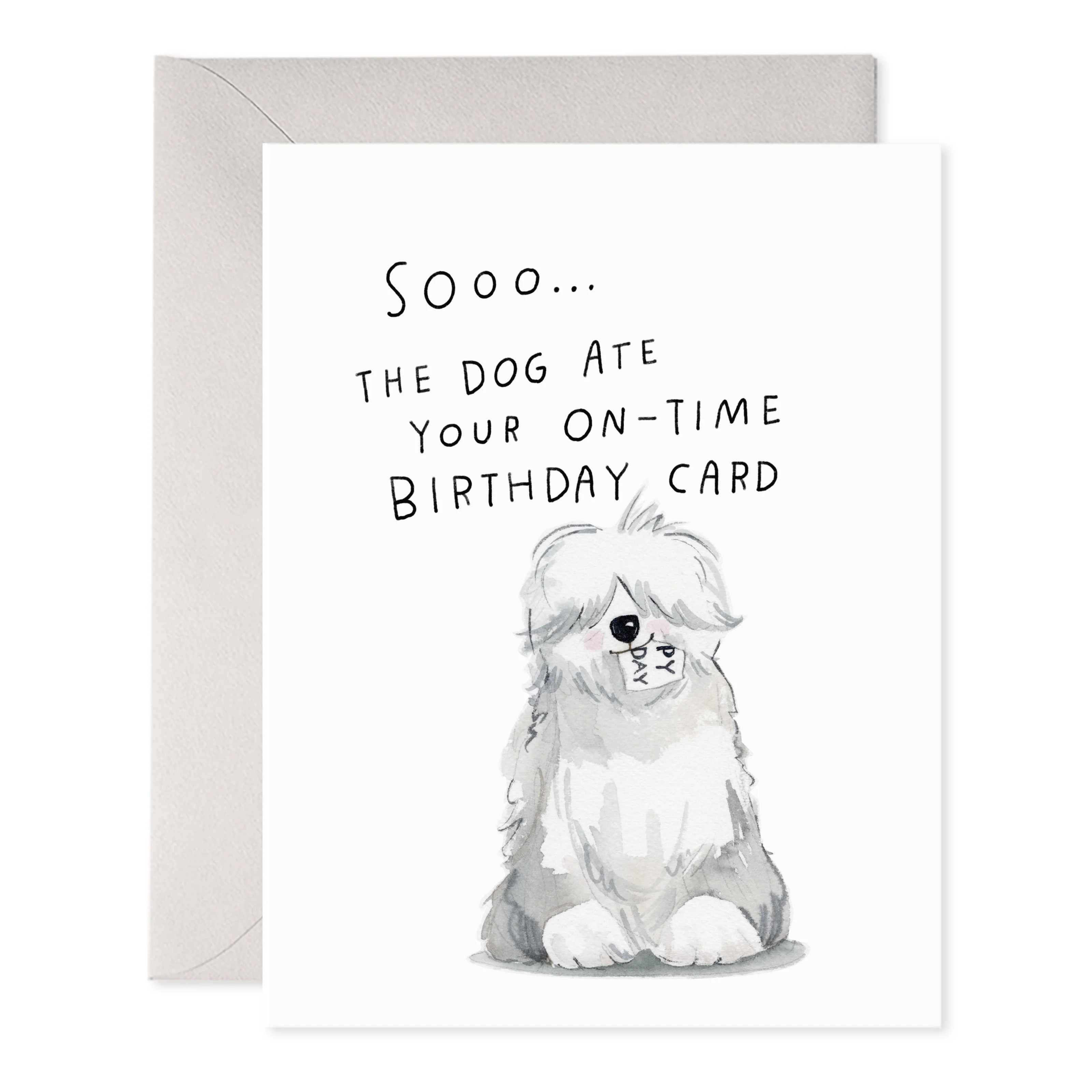 E. Frances Sheepdog Belated Birthday Card