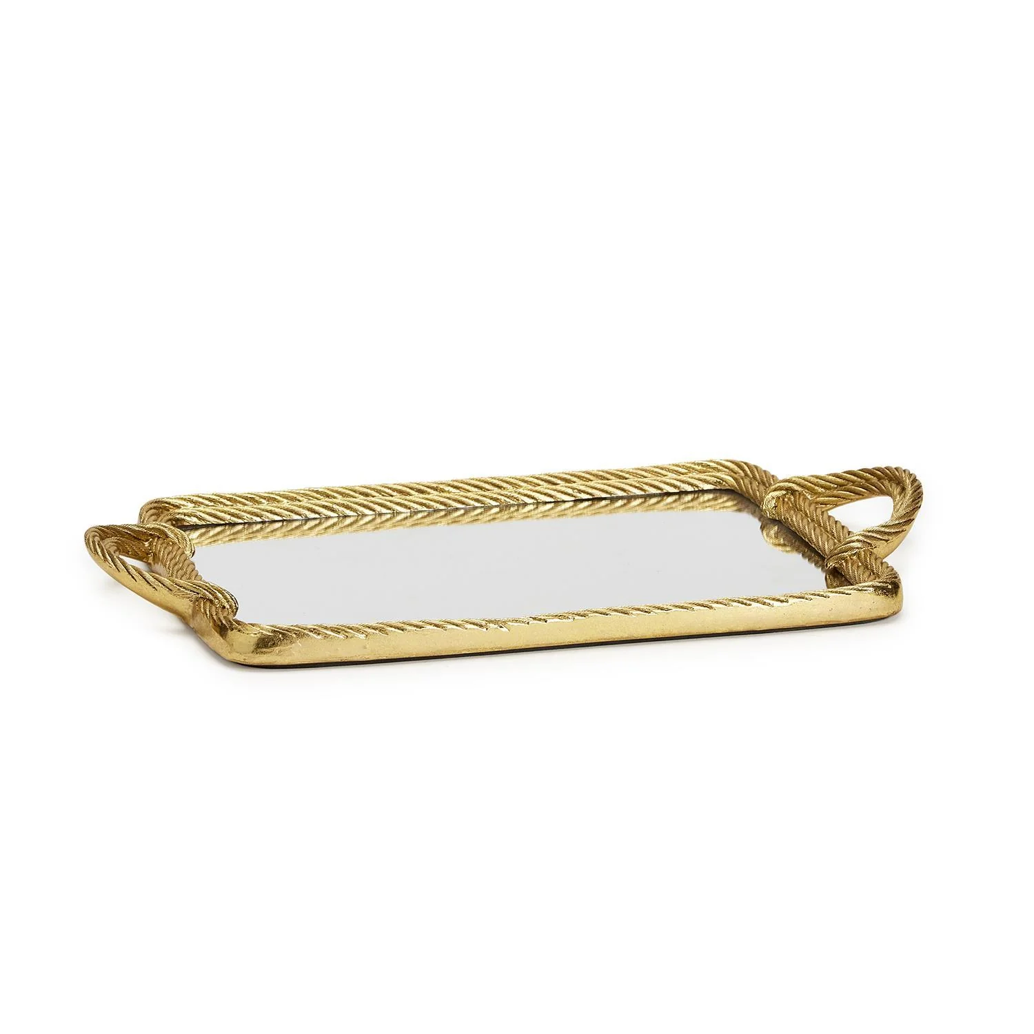 Golden Threads Rope Mirrored Tray