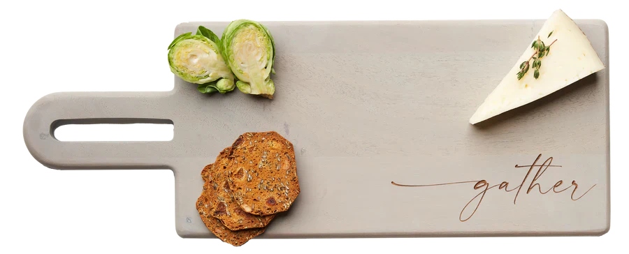 Gray Acacia Gather Board, 16" x 6"