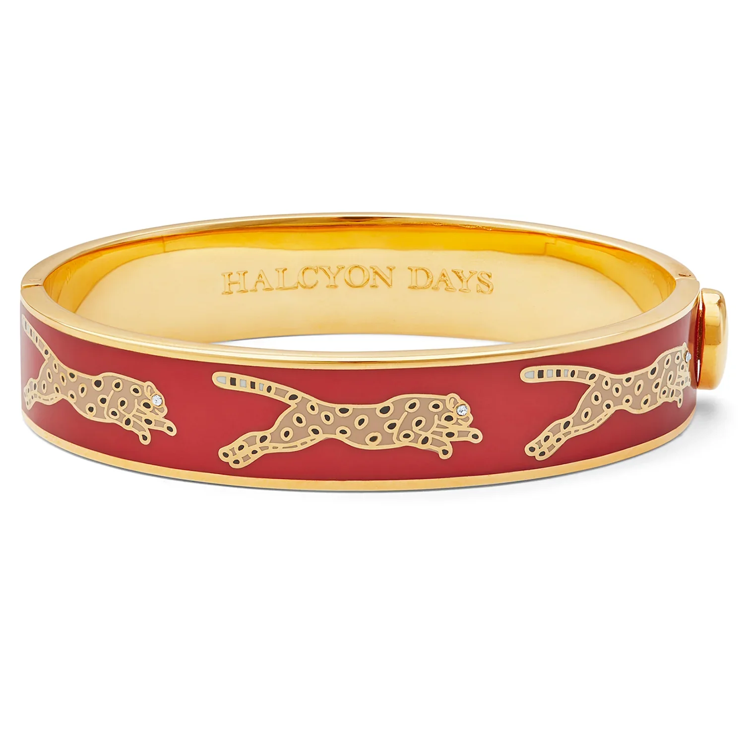 Halcyon Days Leopard Red & Gold Hinged Bangle