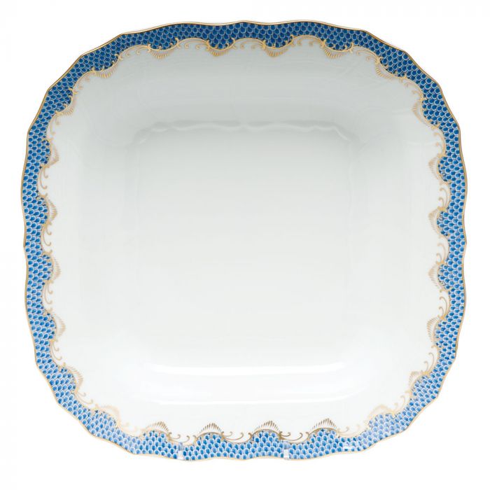 Herend Blue Fishscale Square Fruit Bowl