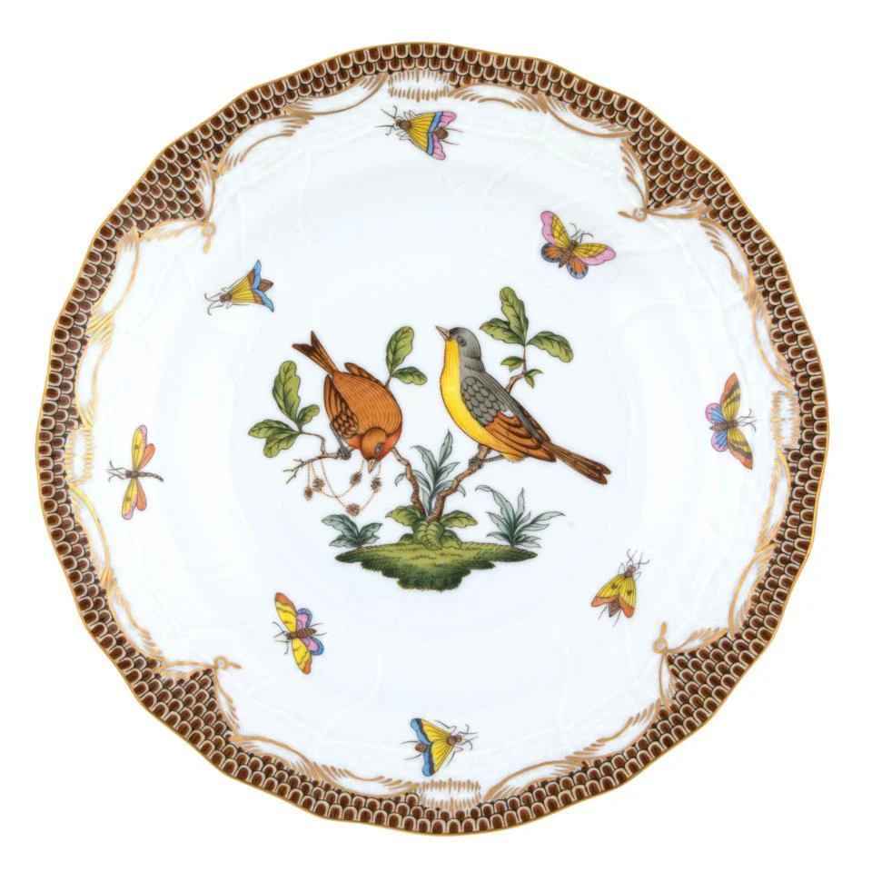 Herend Rothschild Bird Brown Dessert Plate Motif 07