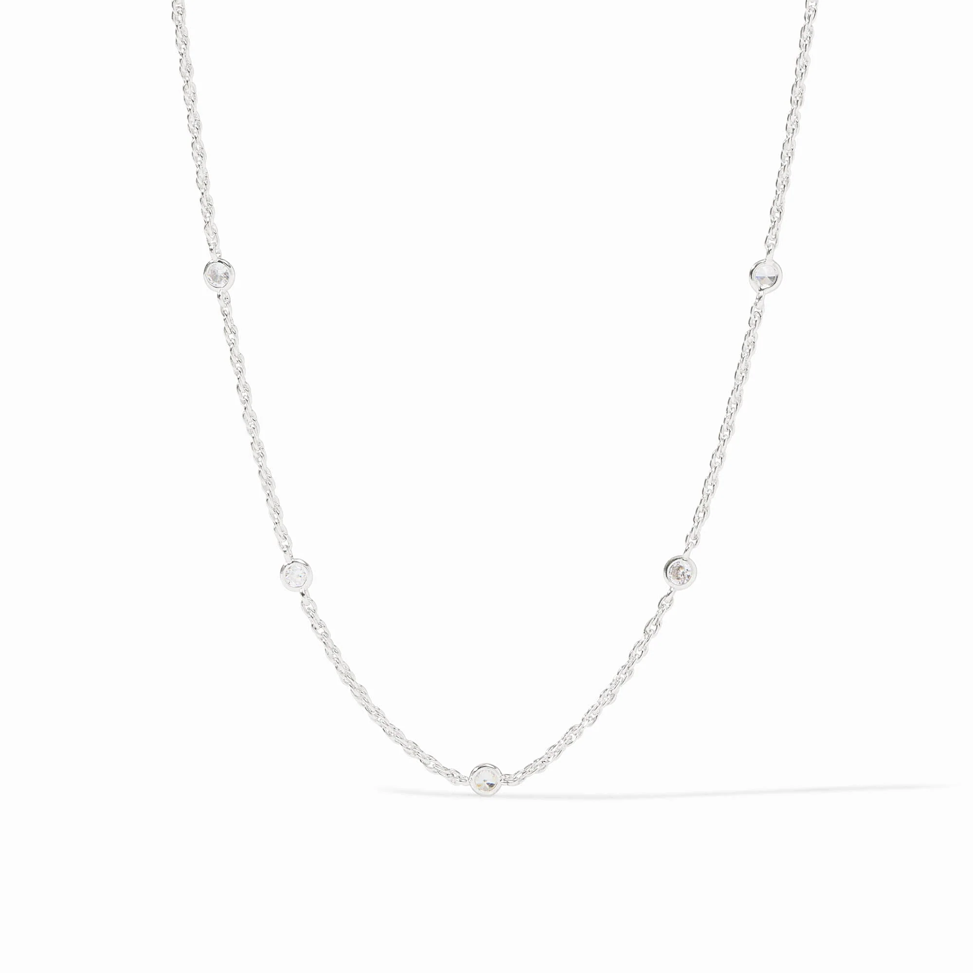 Julie Vos Silver Celeste CZ Delicate Station Necklace