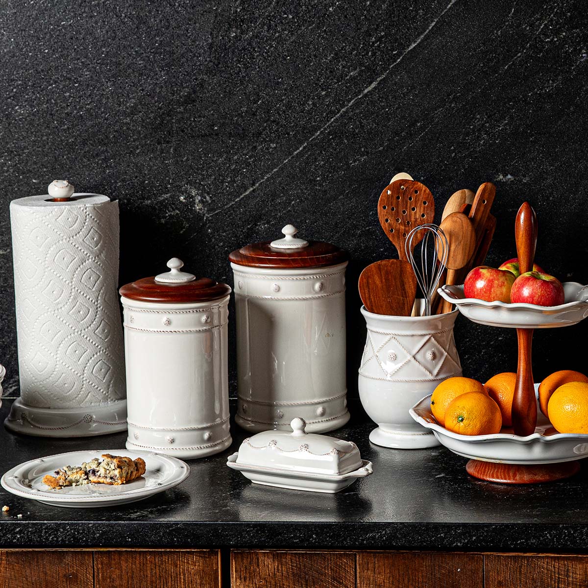 Juliska Berry & Thread 13" Canister with Wooden Lid - Whitewash - Image 5