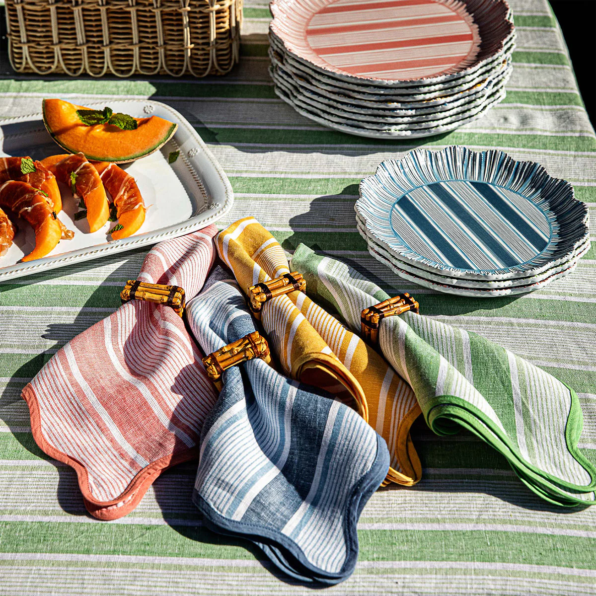 Juliska Cabana Stripe Napkin Set/4 - Coral - Image 6