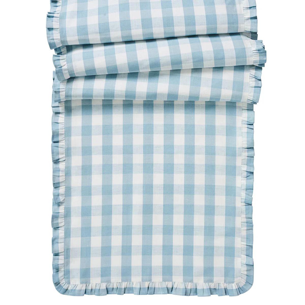 Juliska Gingham Ruffle Ocean 18" x 90" Table Runner