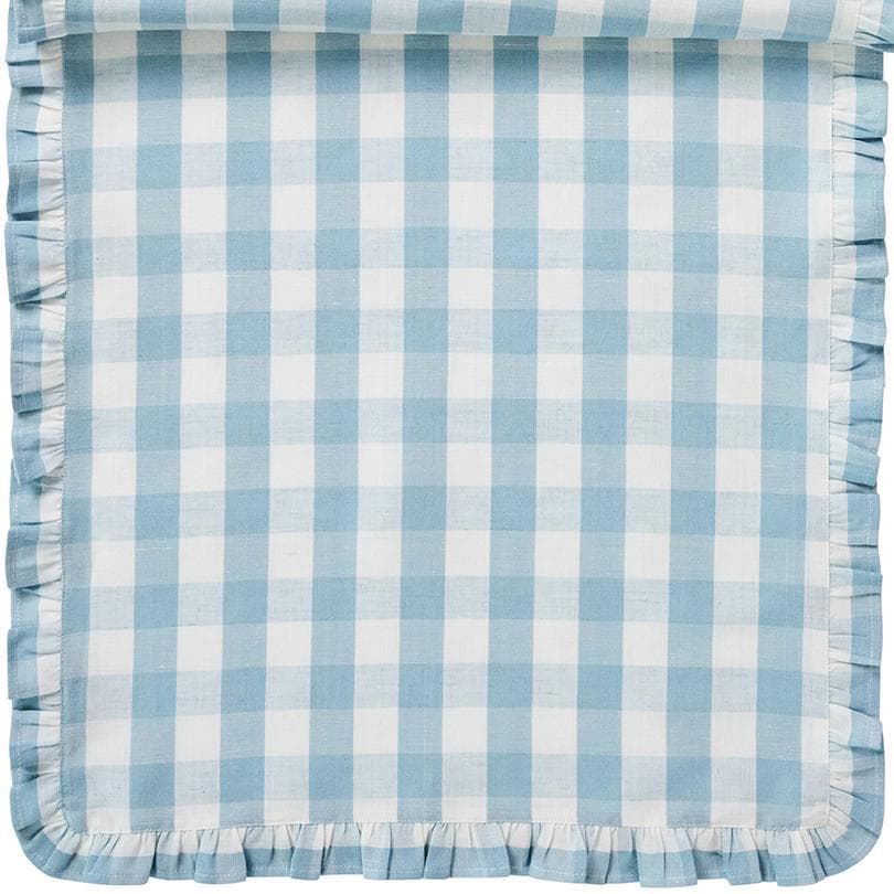 Juliska Gingham Ruffle Ocean 18" x 90" Table Runner - Image 3