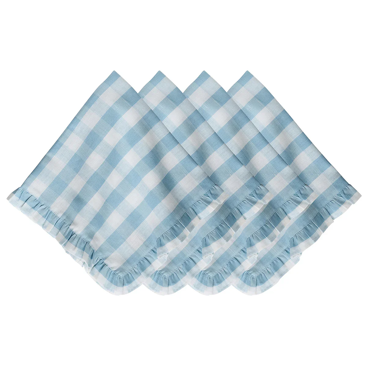 Juliska Gingham Ruffle Ocean Napkin, Set of 4