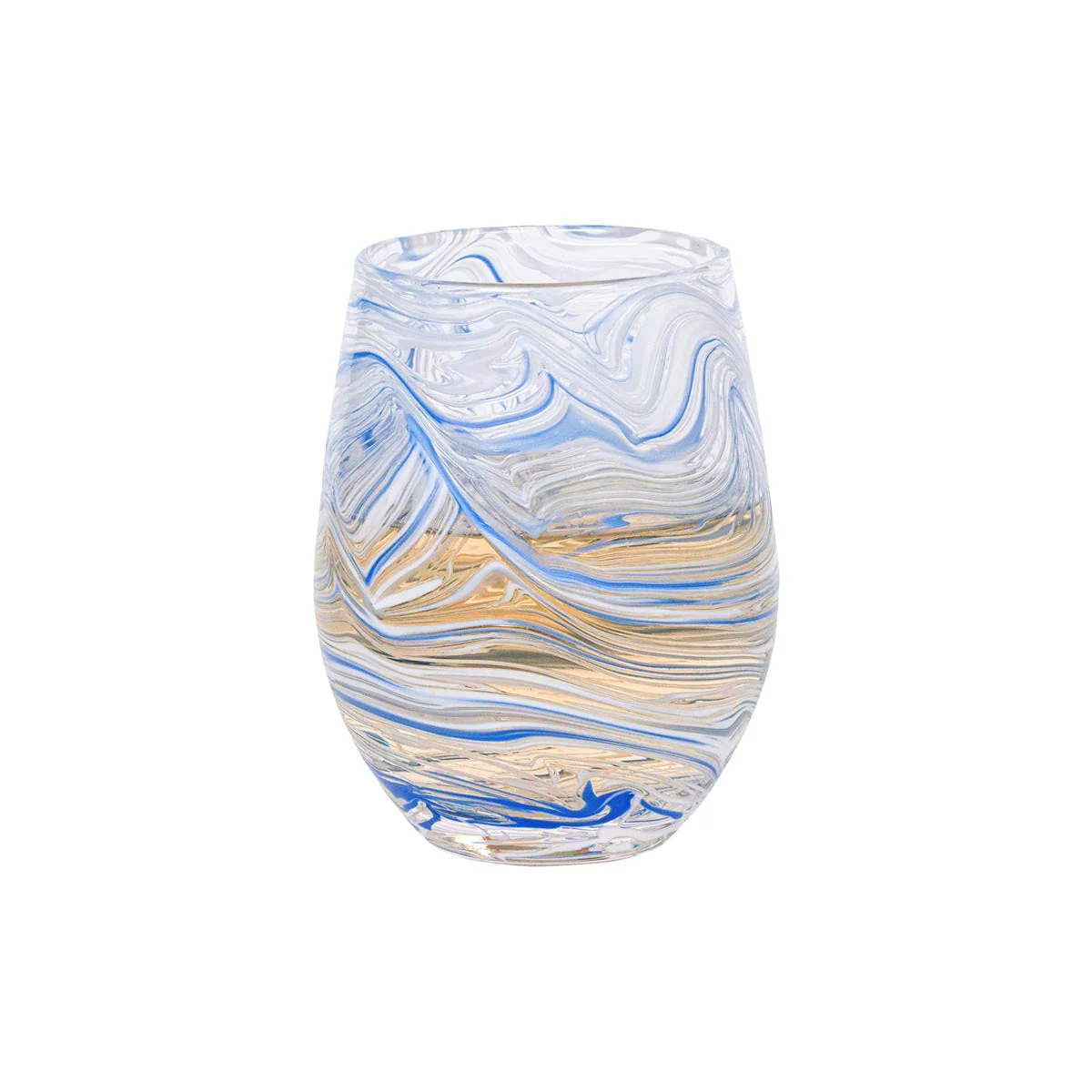 Juliska Puro Marbled Stemless Wine Glass - Blue - Image 2