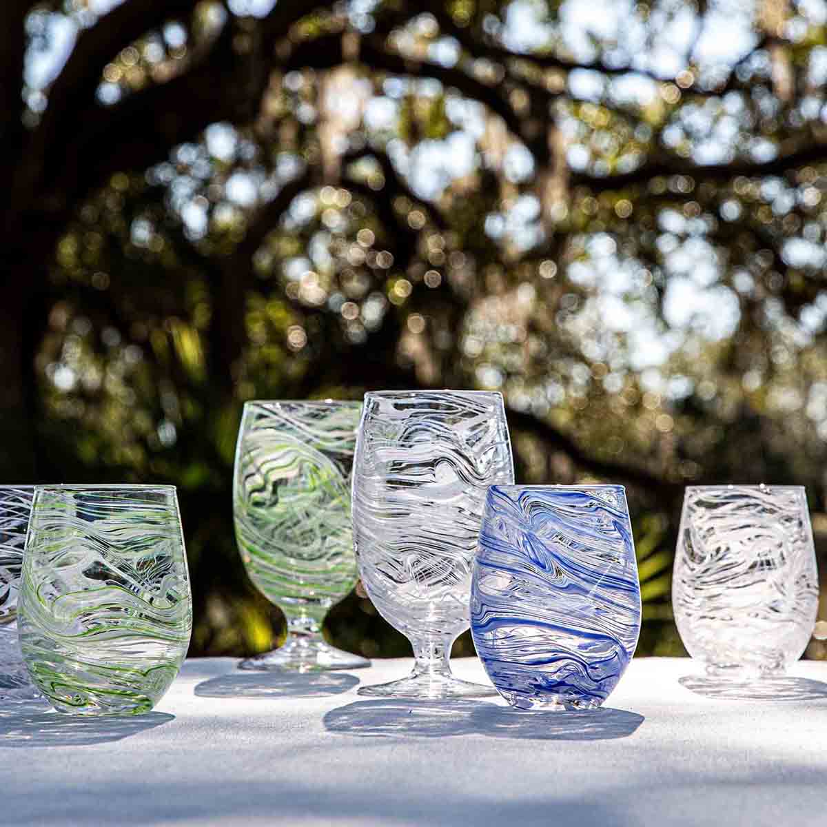 Juliska Puro Marbled Stemless Wine Glass - Blue - Image 3