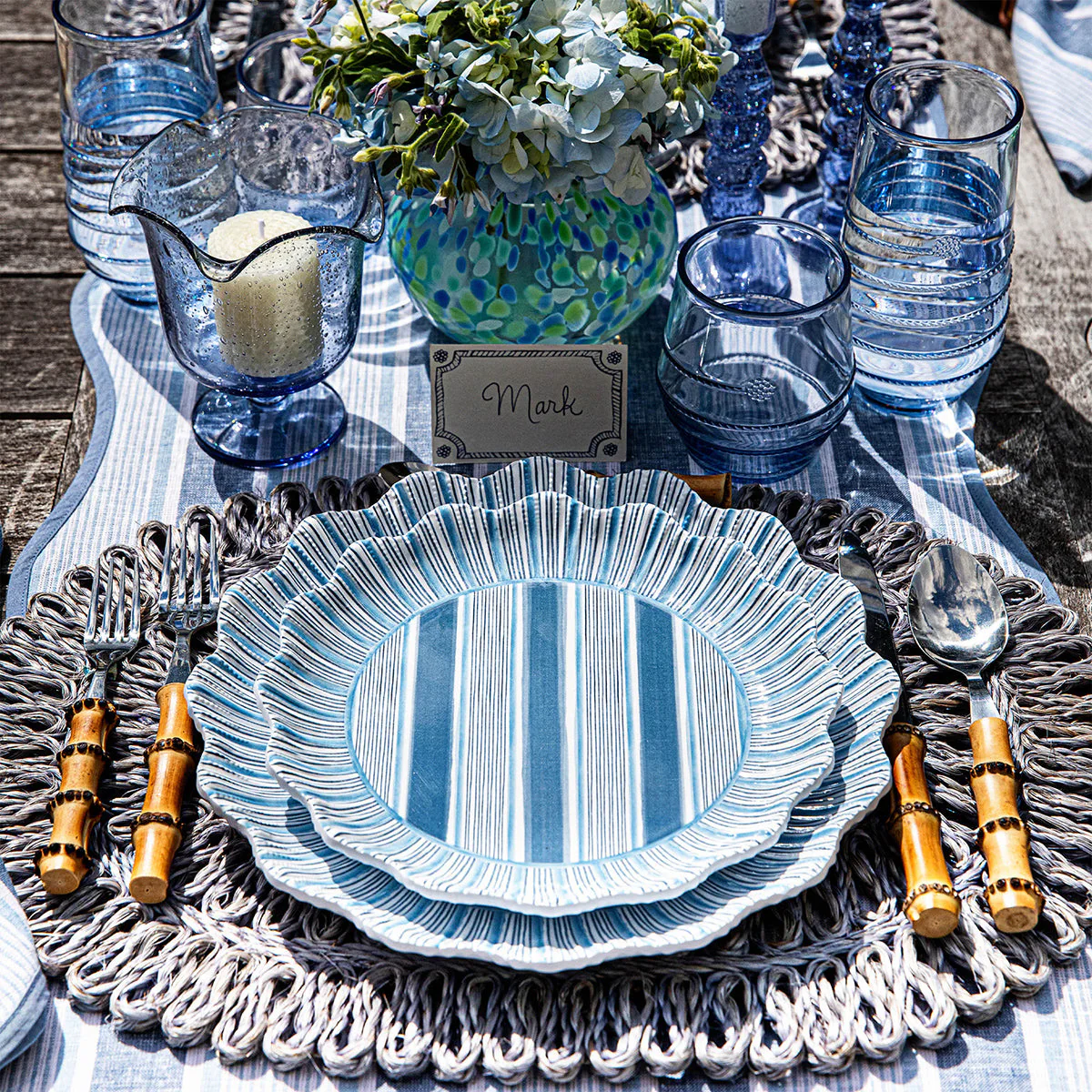 Juliska Straw Loop Oval Placemat - Chambray - Image 3