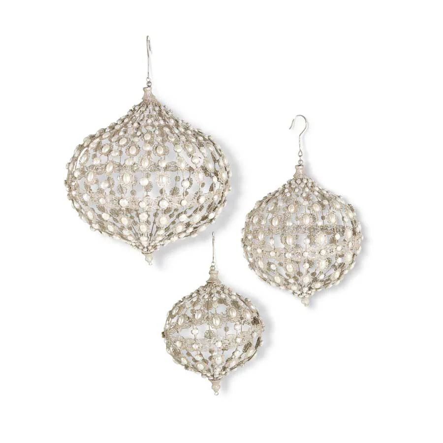 Filigree Wire Onion Ornament W/Champagne Jewels, 14"