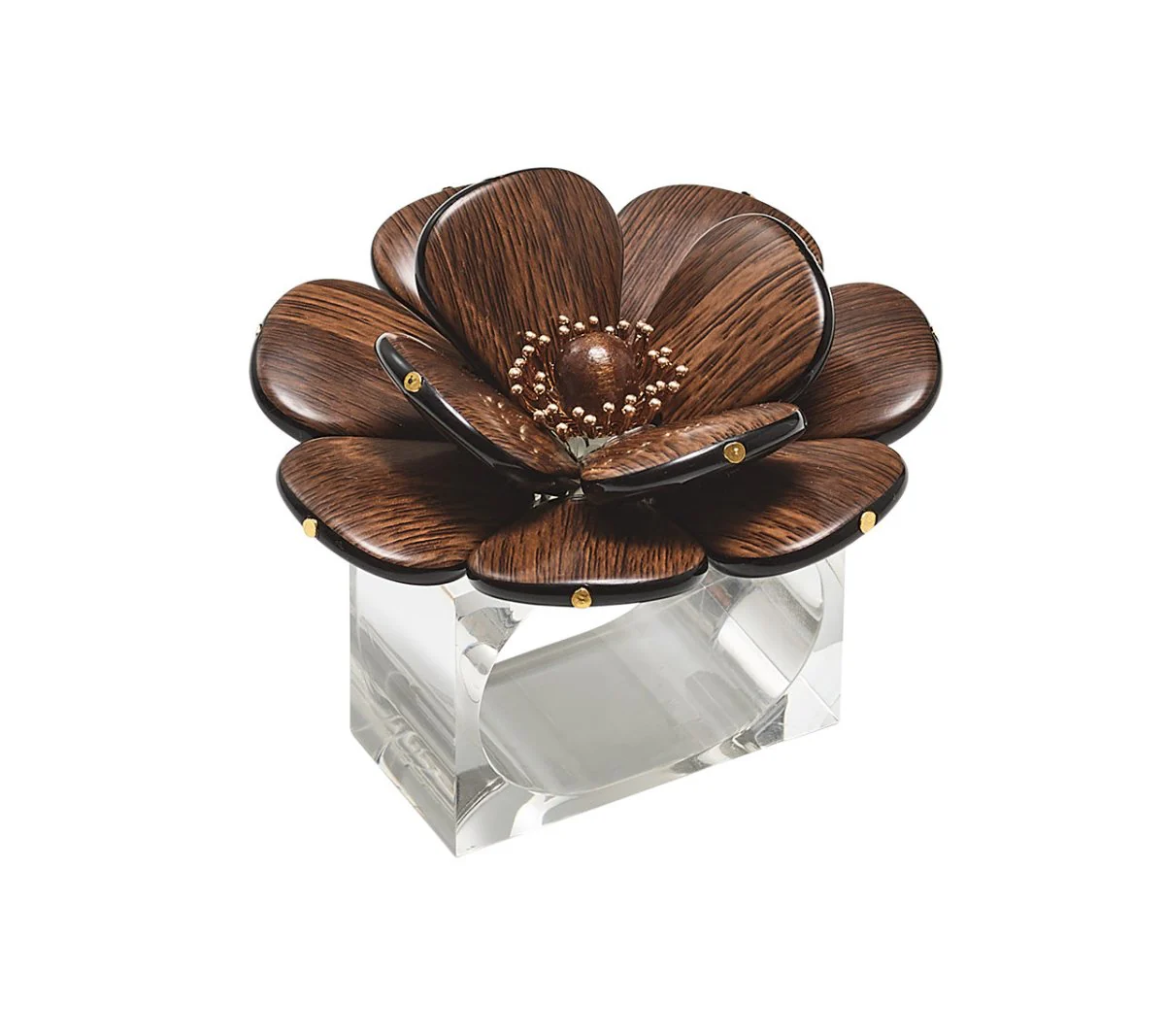 Kim Seybert Brown/Gold Begonia Napkin Ring