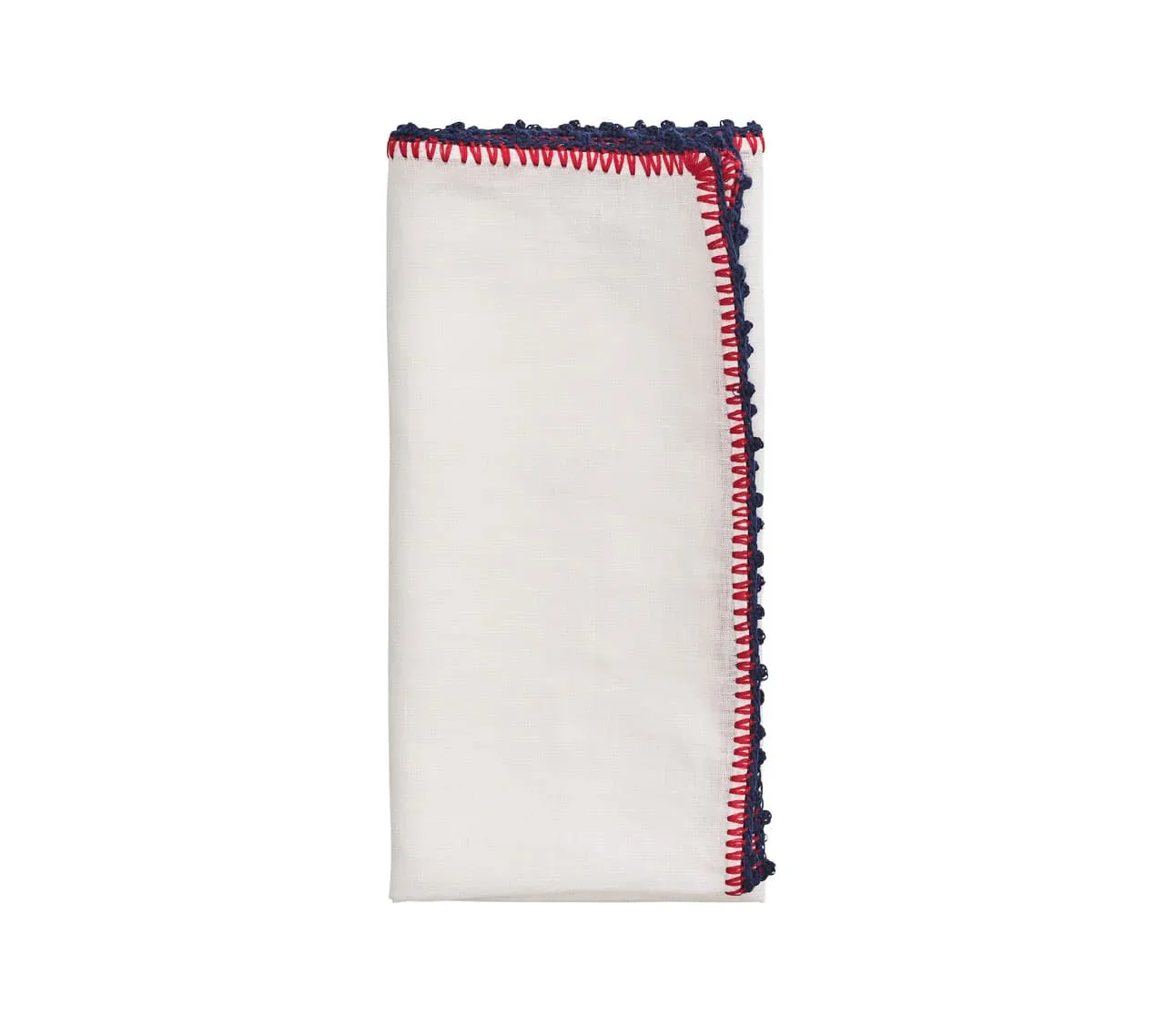 Kim Seybert Knotted Edge White with Red & Blue Napkin - Image 2