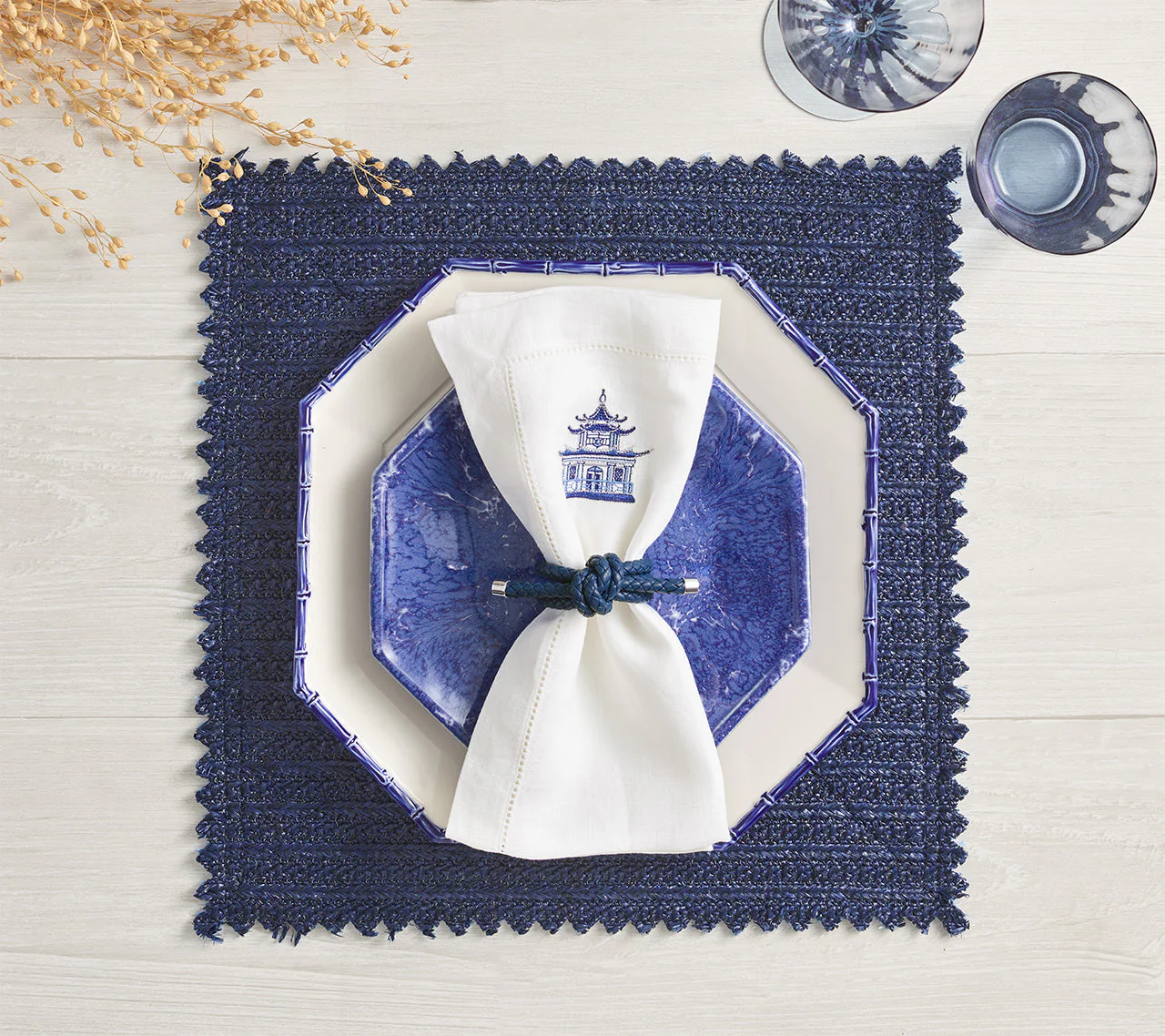 Kim Seybert Navy Rope Knot Napkin Ring
