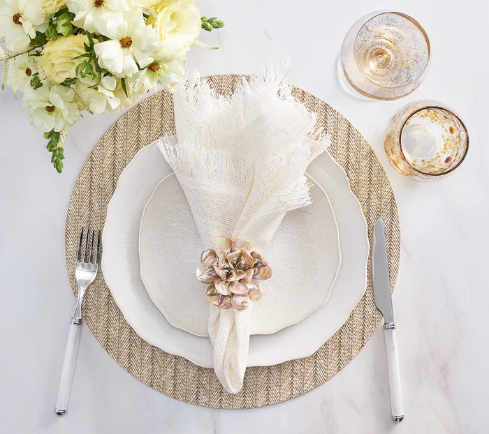 Kim Seybert Tan Herringbone Placemat - Image 2