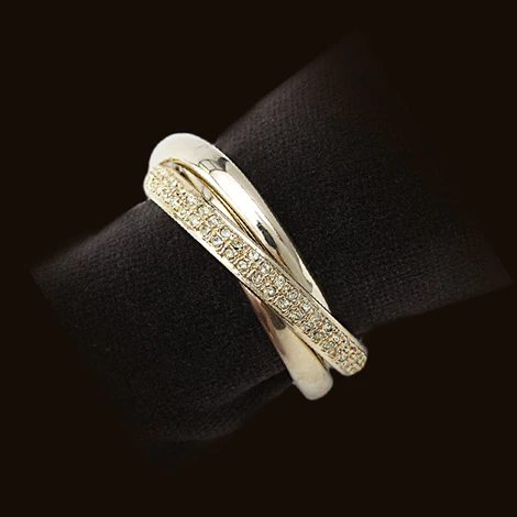L'Objet 3 Ring Gold W/Yellow Crystal Napkin Rings, Set Of 4