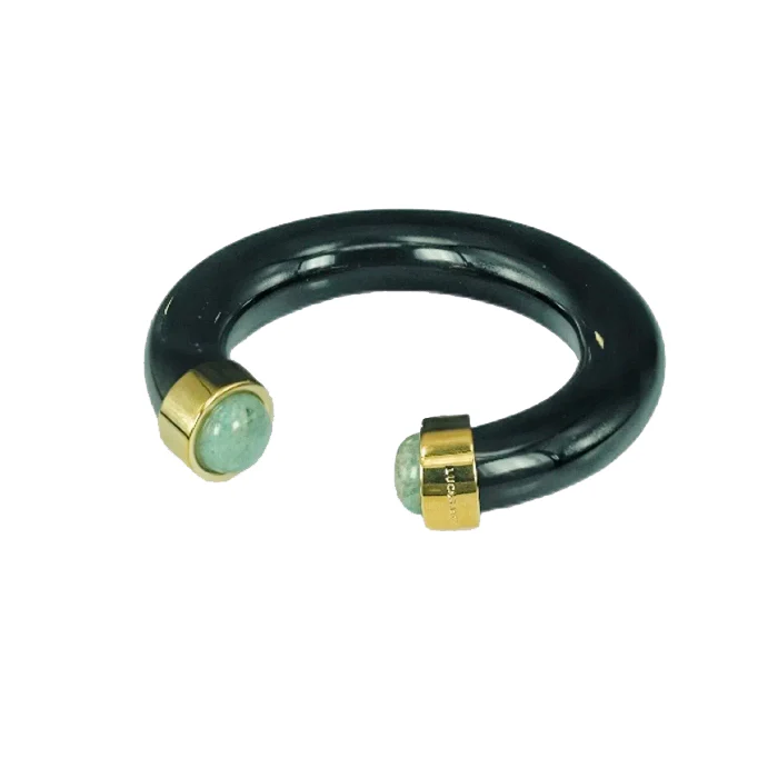 Lucas Jack Black Bangle with Amazonite Crystal