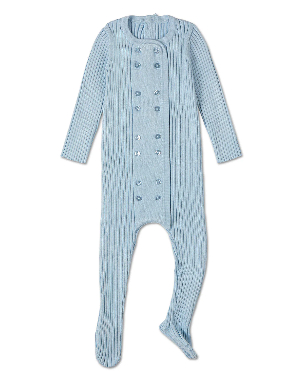 Mini Moi Blue Sweater Rib Footie