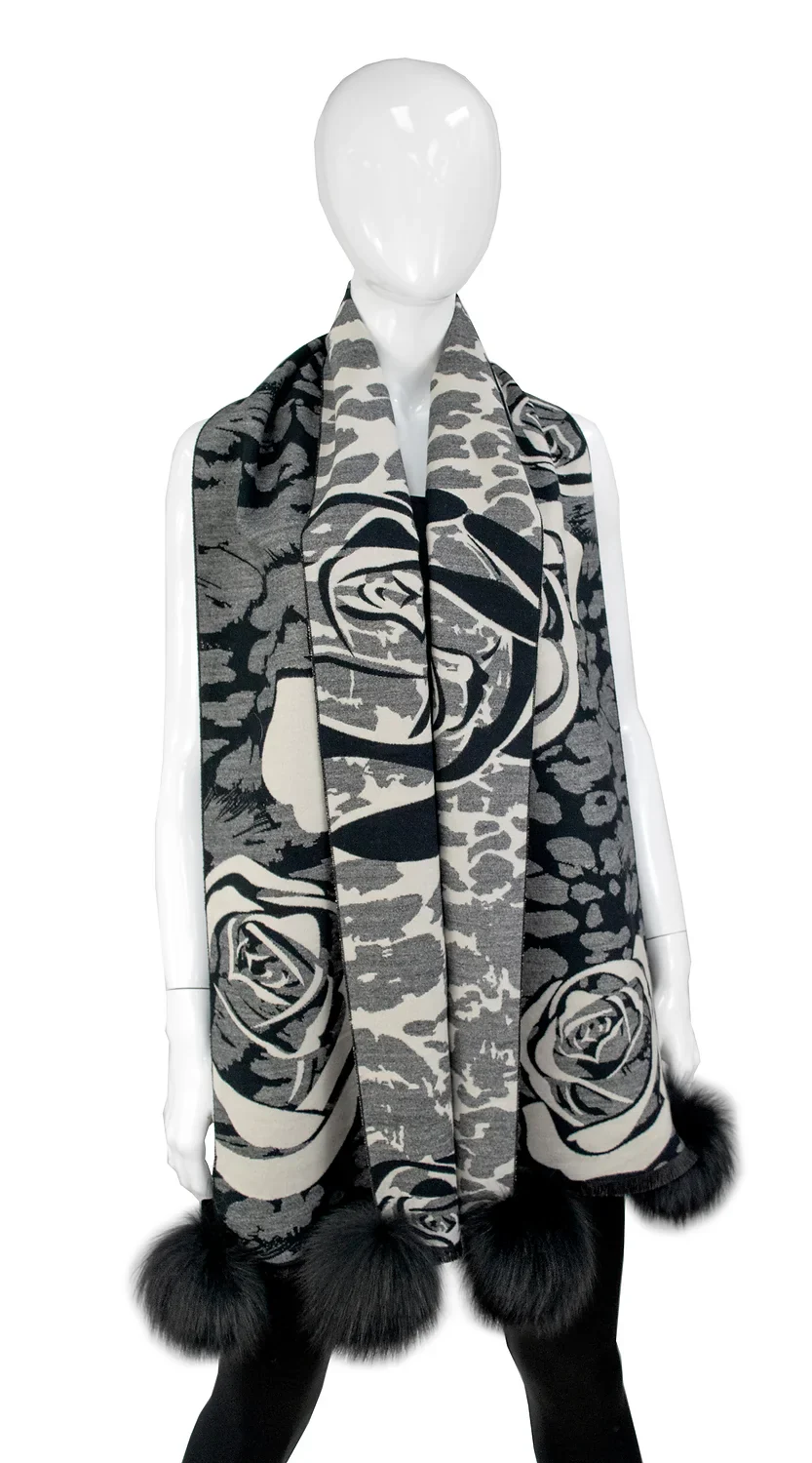 Mitchie's Black Roses Scarf