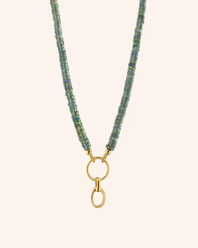 Monica Rich Kosann 18K 18" Green Sapphire Charm Necklace