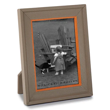 Monica Rich Kosann Taupe Calfskin With Orange Accent 8*10 Frame