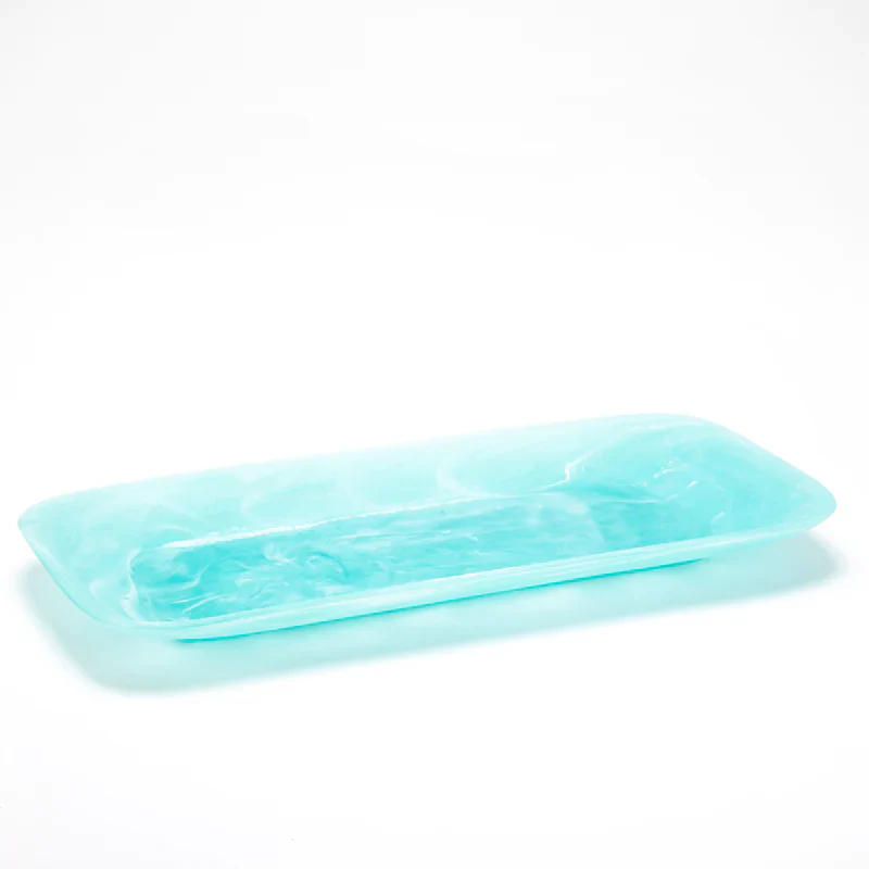 Nashi Home Resin Aqua Swirl Classical Rectangle Platter