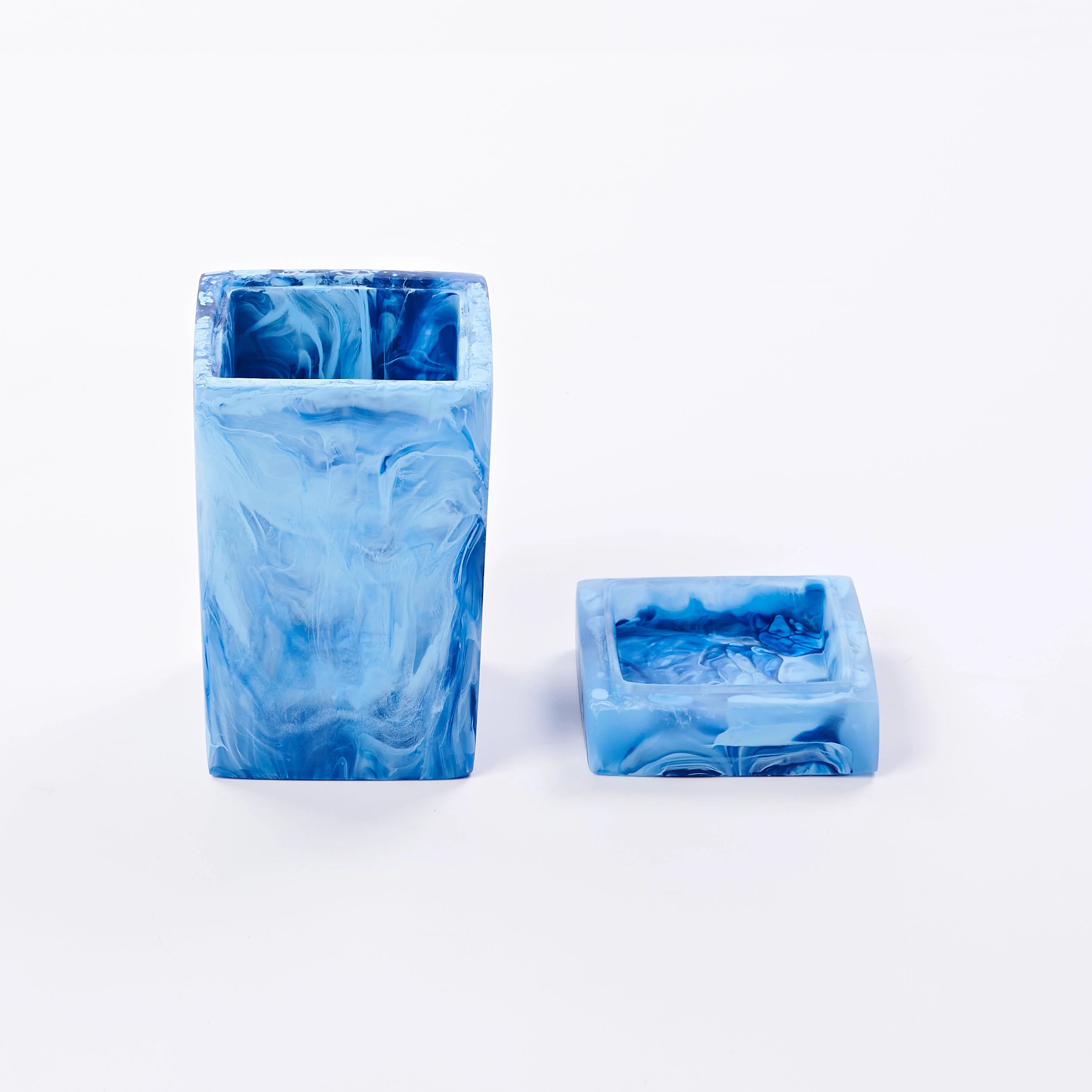 Nashi Home Resin Small Square Denim Lidded Box