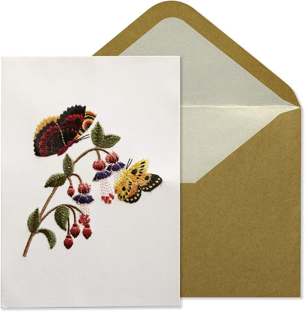 Niquea.D Embroidered Butterflies Blank Card