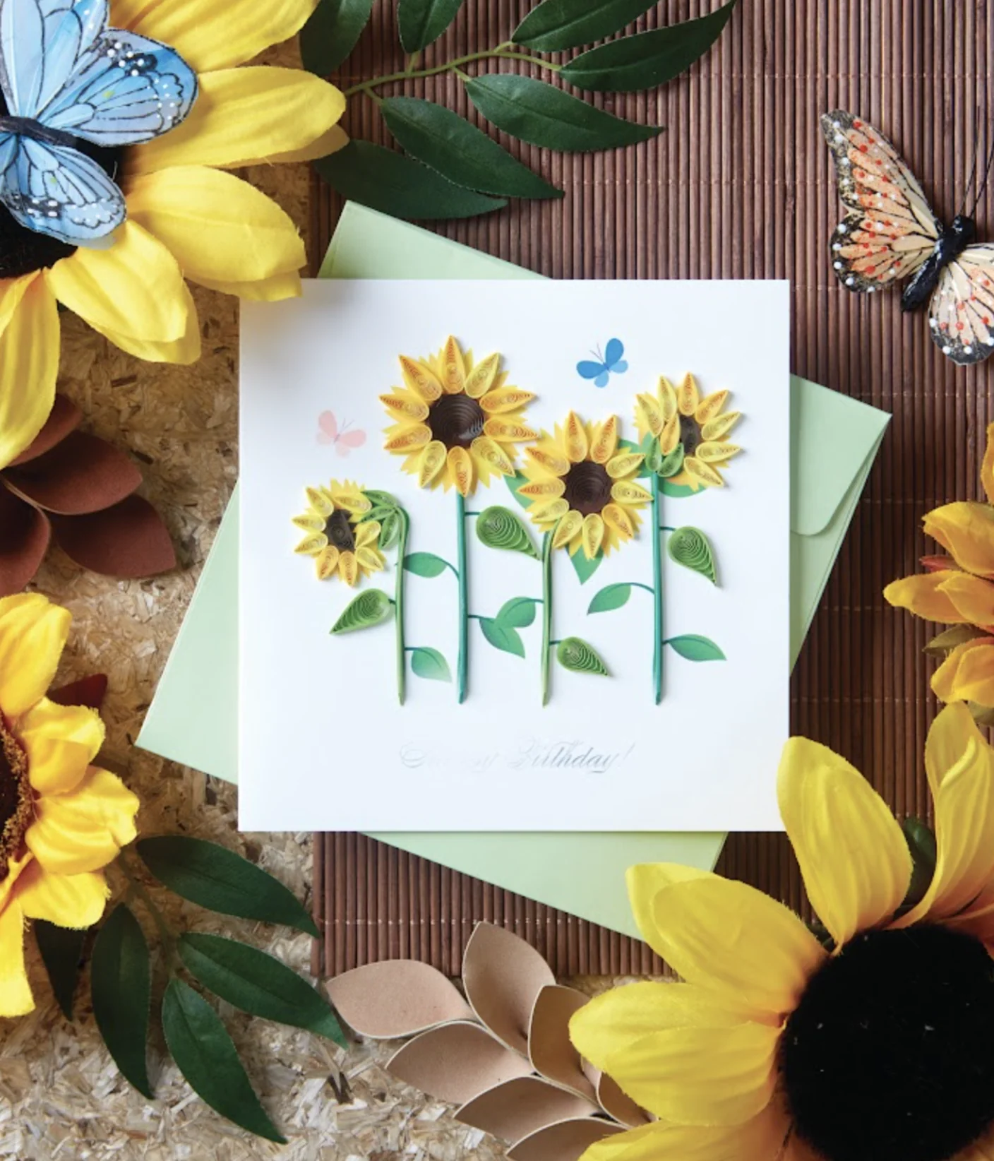 Niquea.D Quilled Sunflowers Birthday Card
