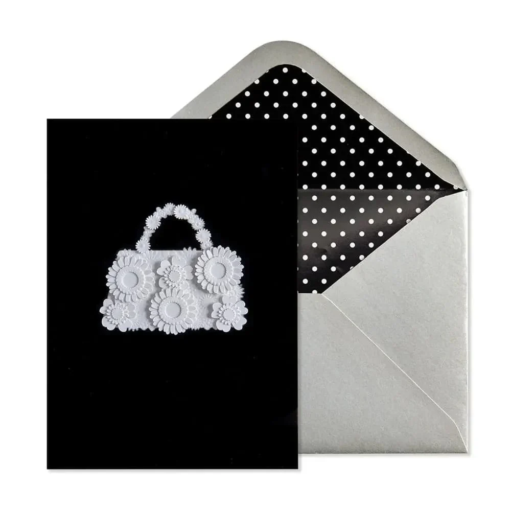 Niquea.D White Flower Handbag Card