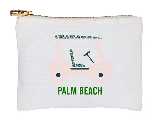 Palm Beach Golf Cart Flat Zip Pouch