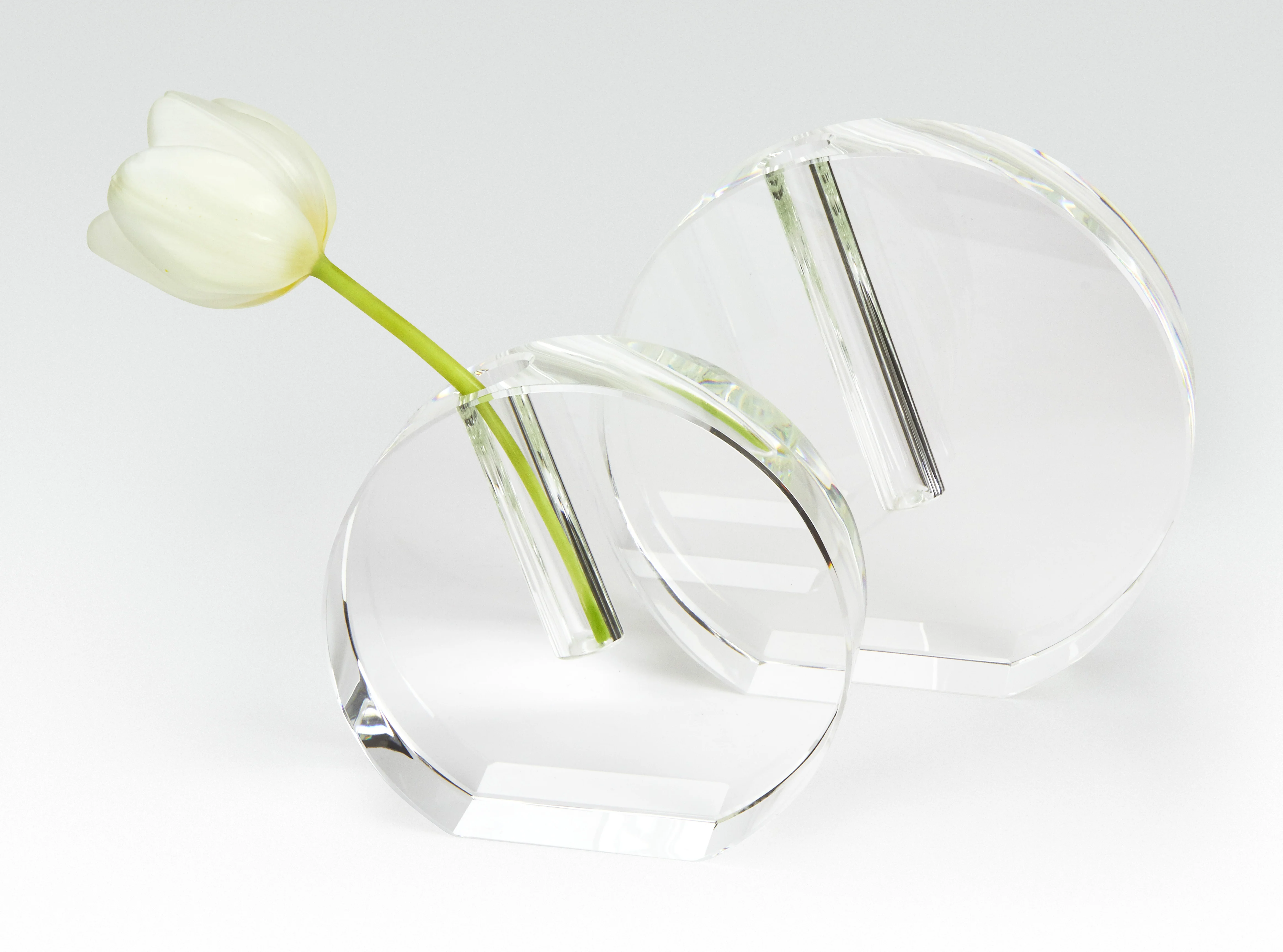 Tizo Design Crystal Round Flat Large Bud Vase