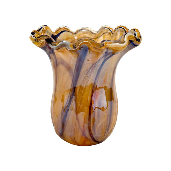 Vietri Onda Glass Tortoiseshell Small Tulip Vase