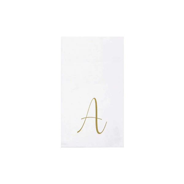 Vietri Papersoft Monogram Gold "A" Guest Napkin