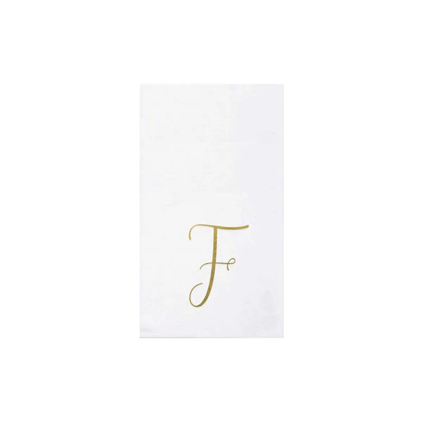 Vietri Papersoft Monogram Gold "F" Guest Napkin