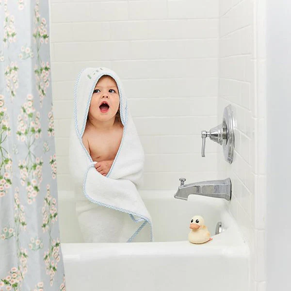 Weezie Light Blue Gingham Baby Hooded Towel - Image 2