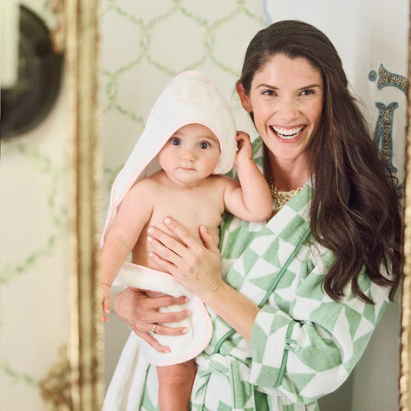 Weezie Light Pink Gingham Baby Hooded Towel - Image 2