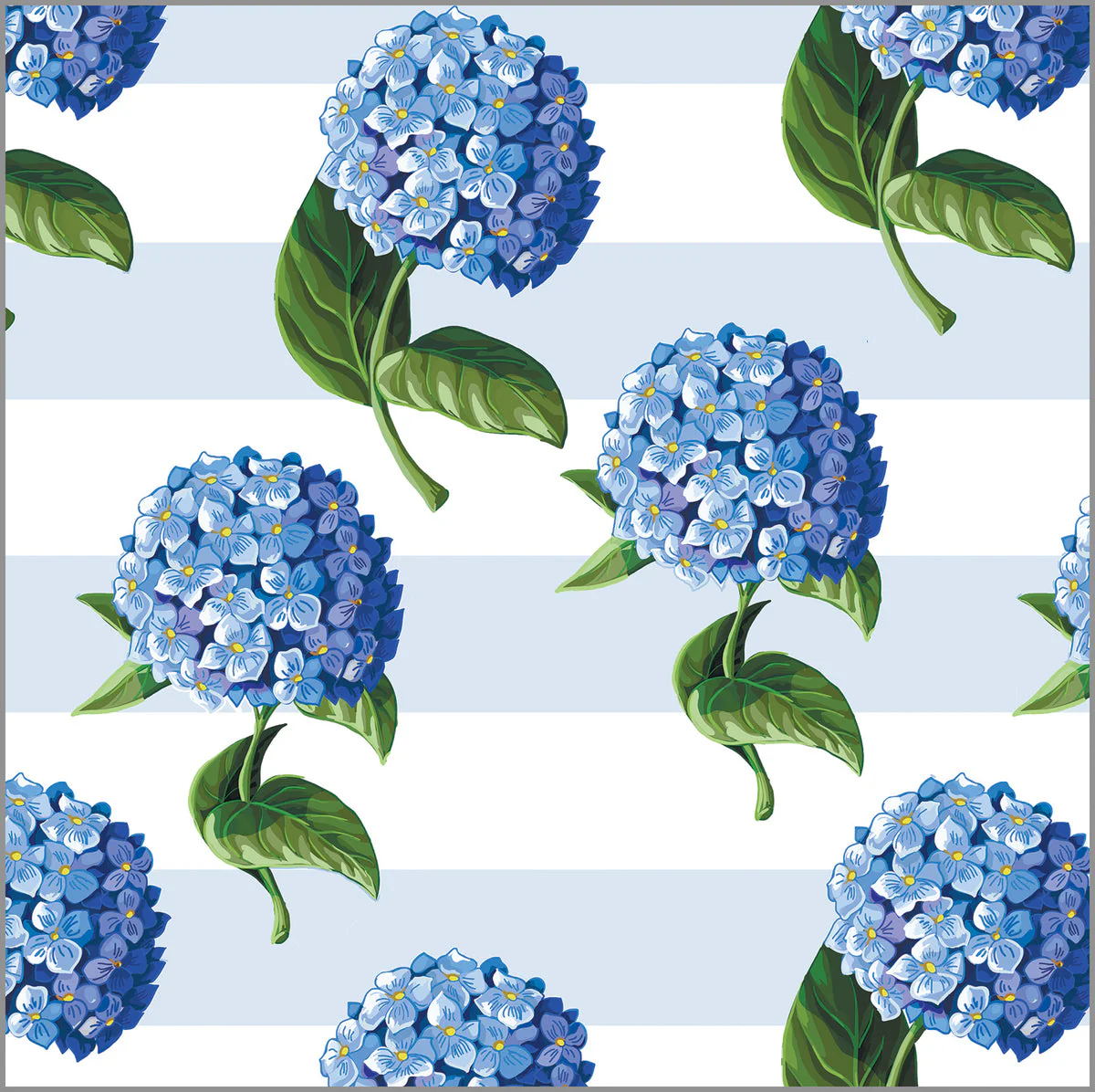WH Hostess Blue Hydrangeas Stripe Gift Wrap - Image 2